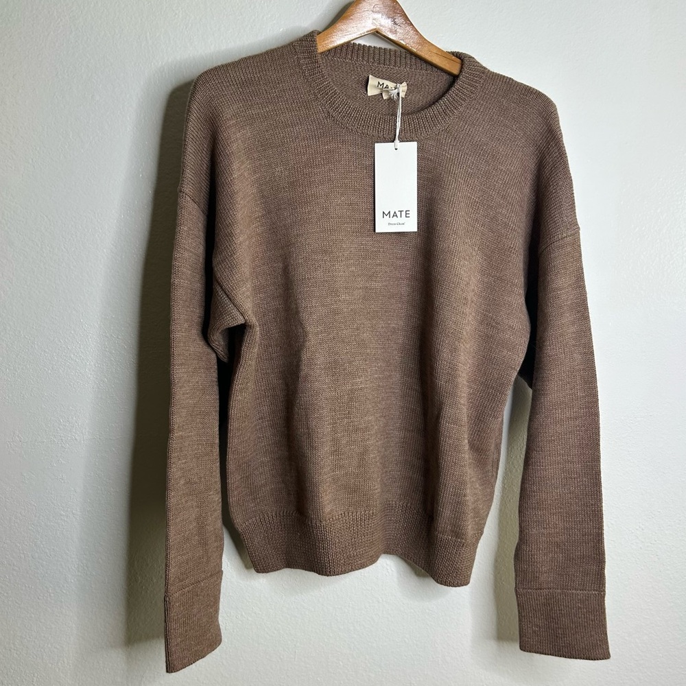 NWT MATE The Label Merino Wool Alpaca Soft Perfect Crew Neck Knit Sweater Size L